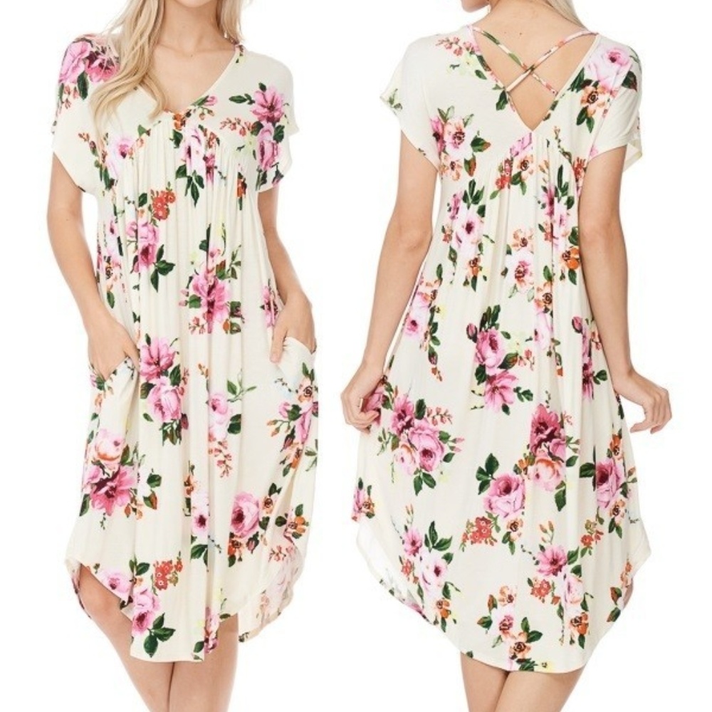 Ivory Baby Doll Flower Dress
